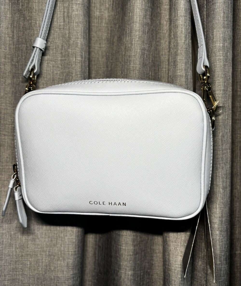 Cole Haan Go Anywhere Leather Crossbody Camera Bag blue w/ Gold Accent - NWT